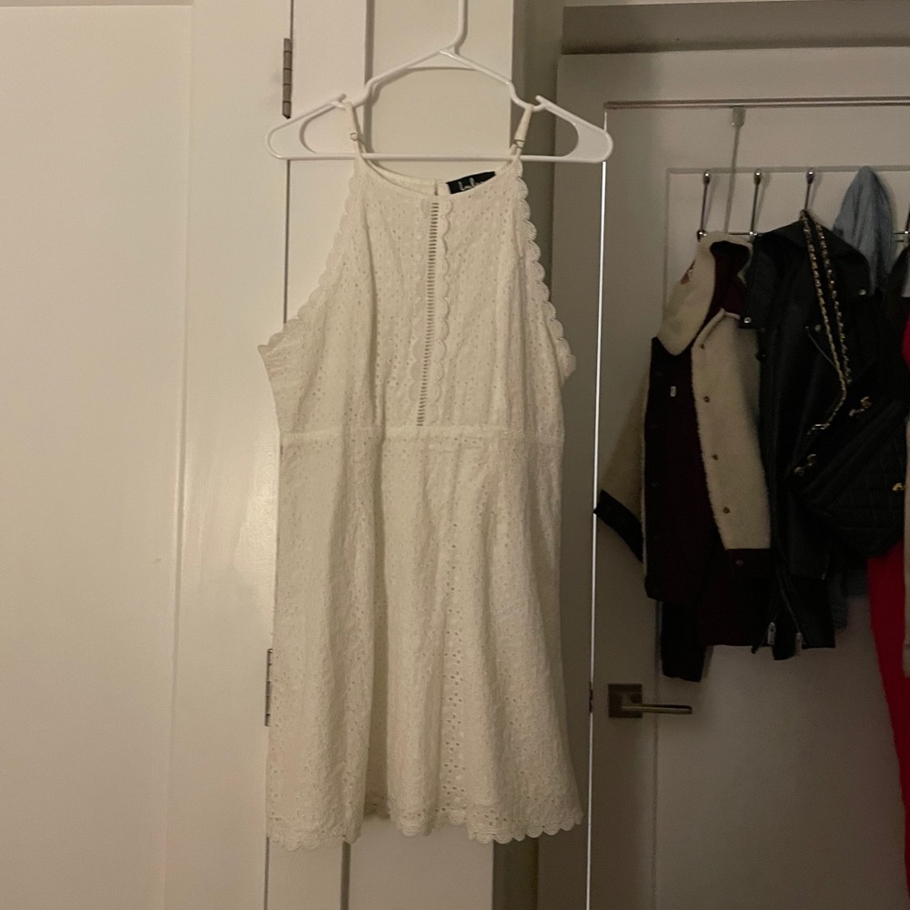 Lulus “Let Your Heart Go White Eyelet Mini Dress” - Picture 5 of 5